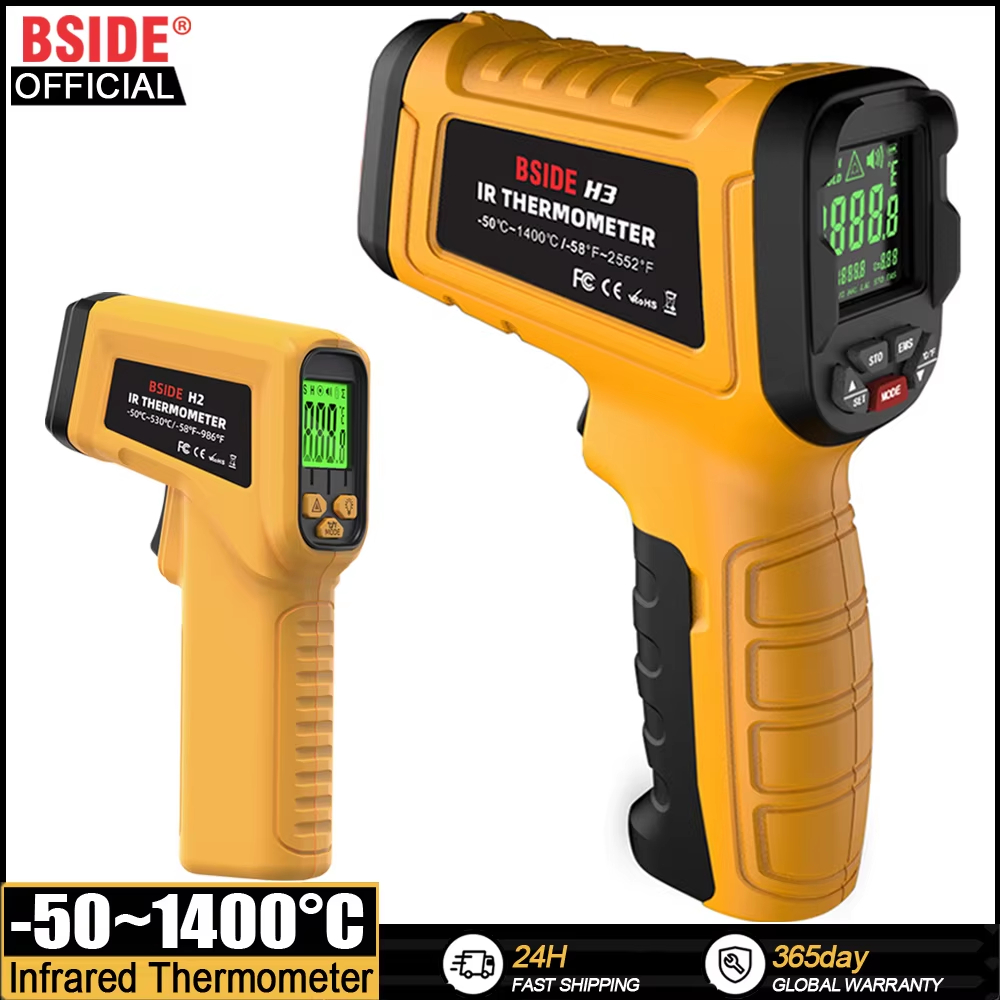 Industrial Laser Thermometer - BSIDE เครื่องวัดอุณหภูมิอินฟราเรด H2 -50~530 เครื่องวัดอุณหภูมิแบบดิจิตอล IR-LCD