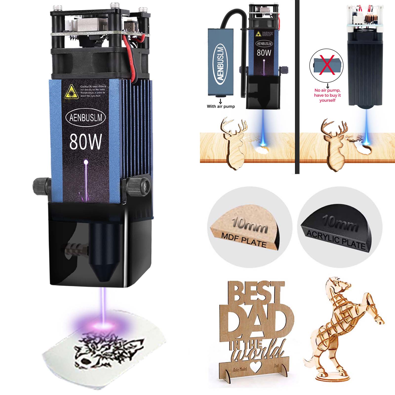 Industrial Laser Blasting - AENBUSLM 40W 80W ตัดเลเซอร์โมดูล 450 มม.เลเซอร์แกะสลักหัว