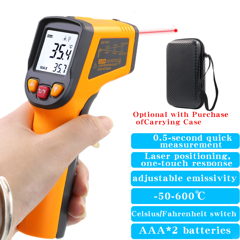 Industrial Laser Thermometer - NJTY เครื่องวัดอุณหภูมิอินฟราเรดอุตสาหกรรมความแม่นยําสูงปืนอุณหภูมิน้ําอิเล็กทรอนิกส์เครื่องวัดอุณหภูมิน้ํามันครัวเบเกอรี่