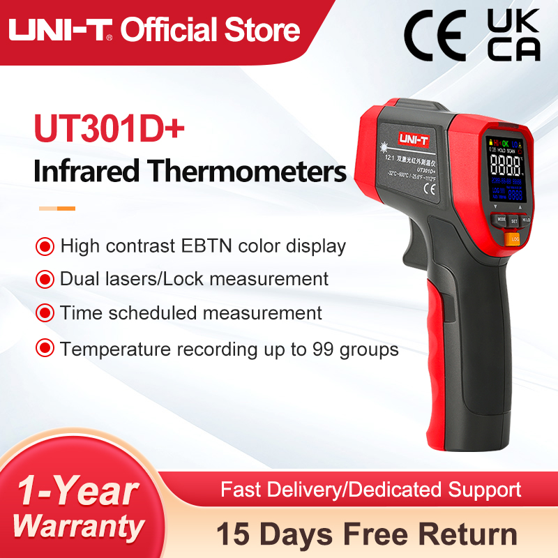 Industrial Laser Thermometer - UT303D เครื่องวัดอุณหภูมิอินฟาเรดดิจิตอล UNI-T + เครื่องวัดอุณหภูมิแบบไม่สัมผัสแบบอุตสาหกรรมเครื่องวัดอุณหภูมิเลเซอร์ที่เก็บข้อมูล-32 ℃-600