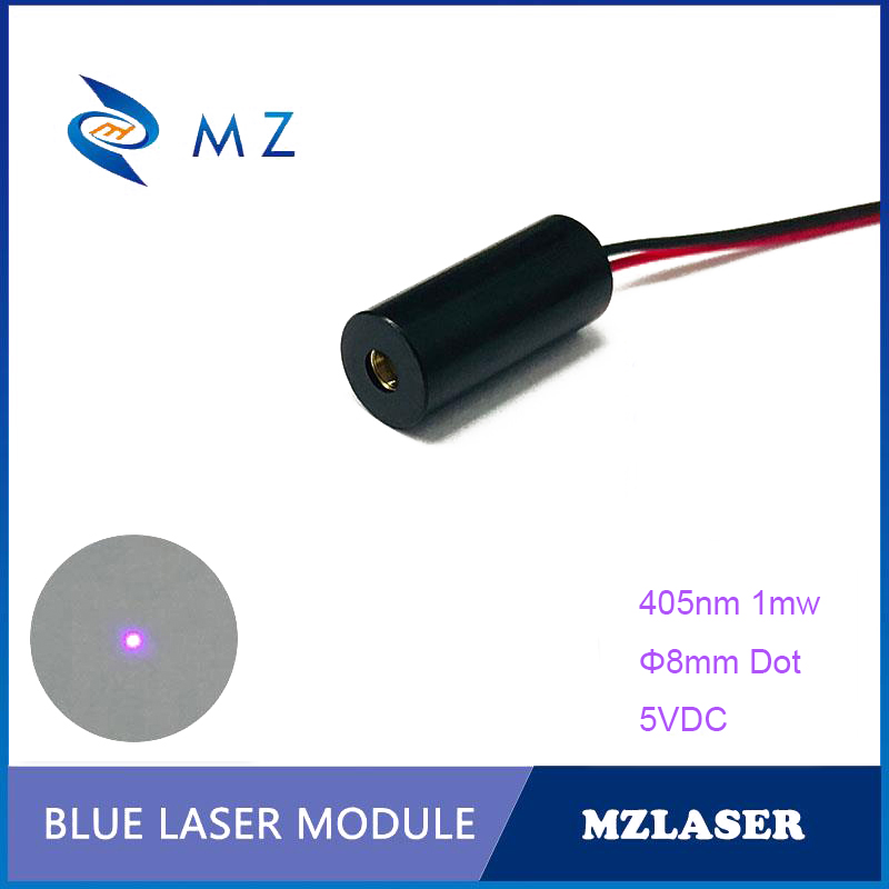 Industrial Blue Laser - Blue Dot โมดูลเลเซอร์ไดโอดเลเซอร์405nm 1Mw 5VDC มาตรฐาน8มม.ระดับ