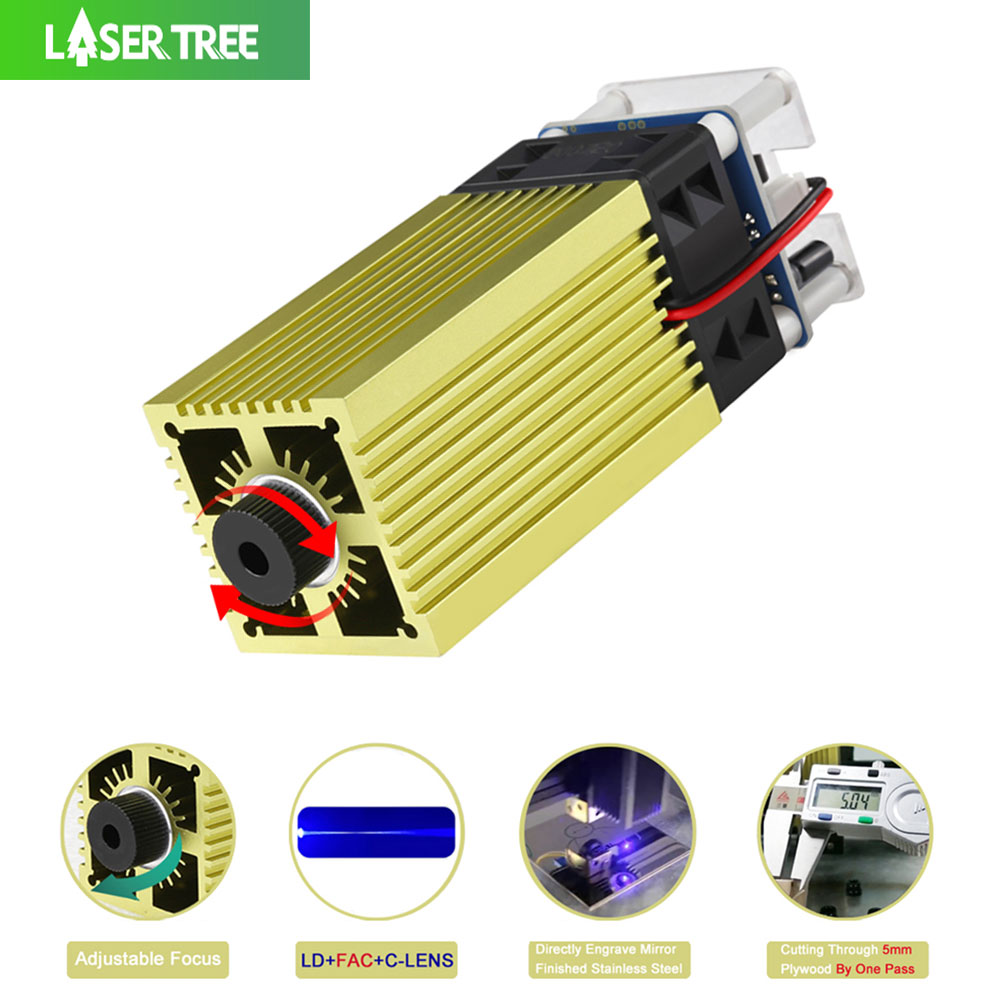 Industrial Laser Blasting - ต้นไม้เลเซอร์ 4W 5W โมดูลเลเซอร์ 12V ปรับโฟกัสเลเซอร์สีฟ้า