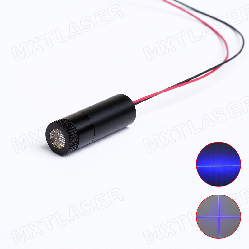 Industrial Blue Laser - โมดูลเลเซอร์เส้น/เส้นตัดสีม่วงน้ำเงิน ขนาด D12x45 มม. ปรับโฟกัสได้ ความยาวคลื่น