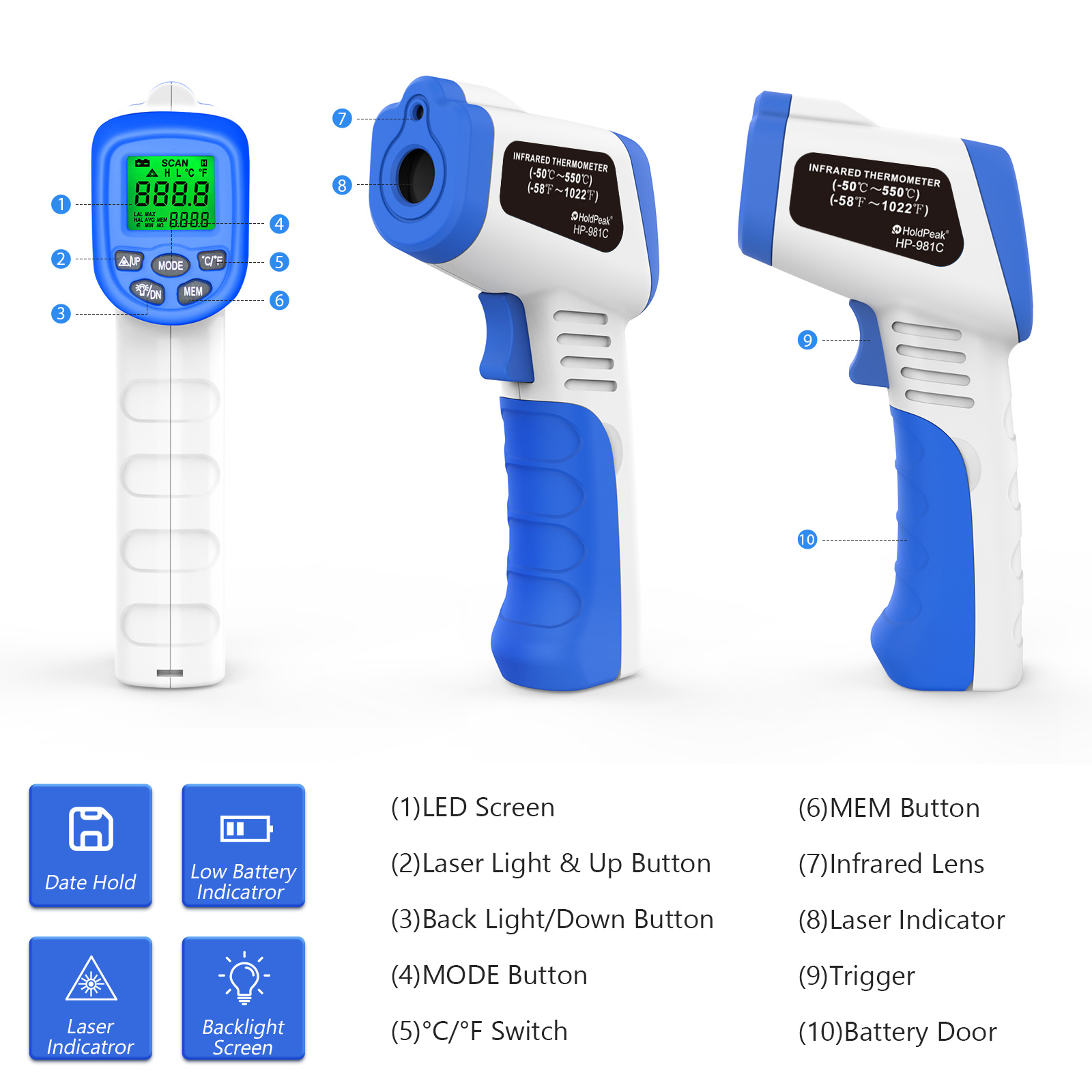เครื่องวัดอุณหภูมิอินฟราเรด -5 - Industrial Laser Thermometer บทวิจารณ์และราคา