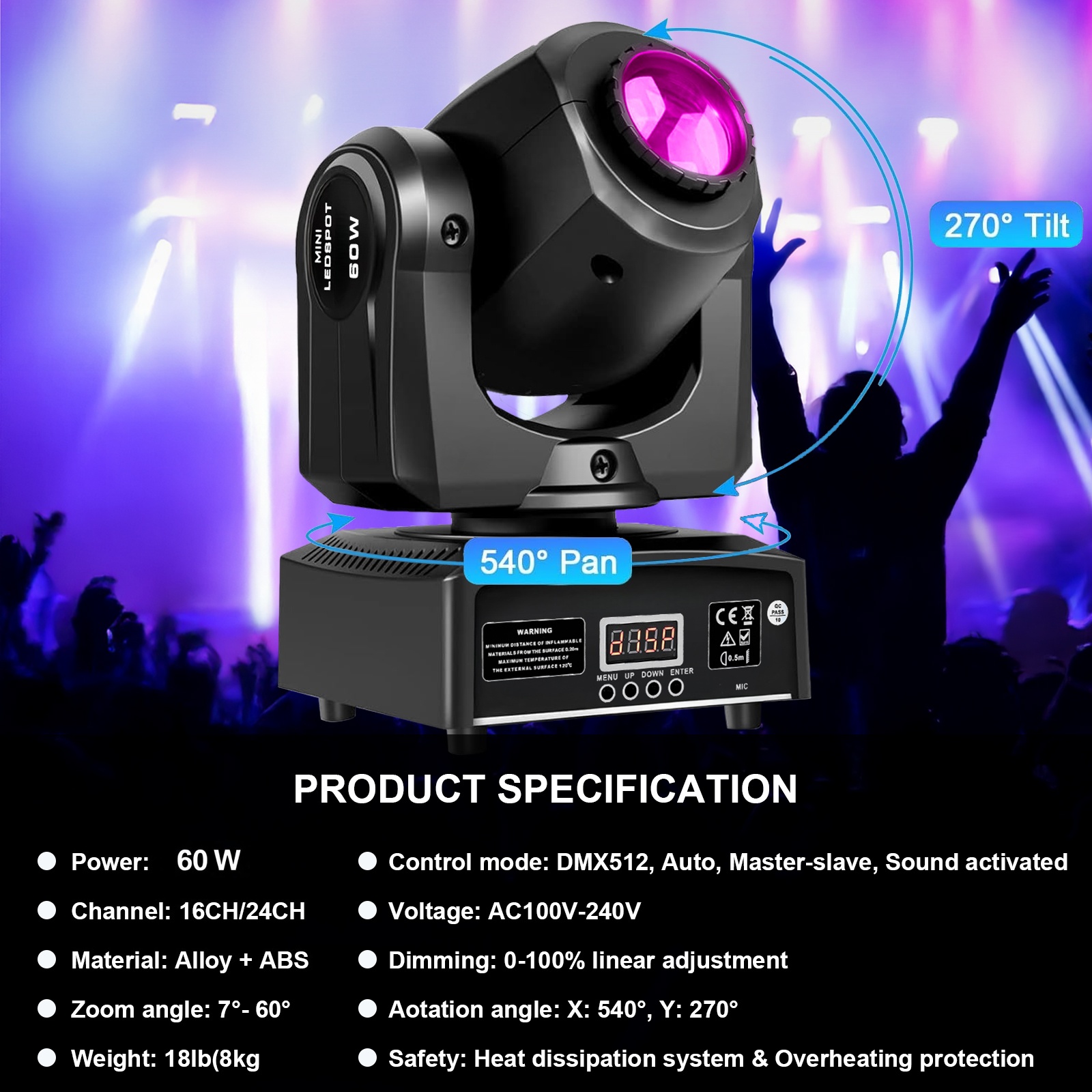 2PCS 60W Mini Led Dmx Gobo Mov - Laser Power Supply 60W บทวิจารณ์และราคา